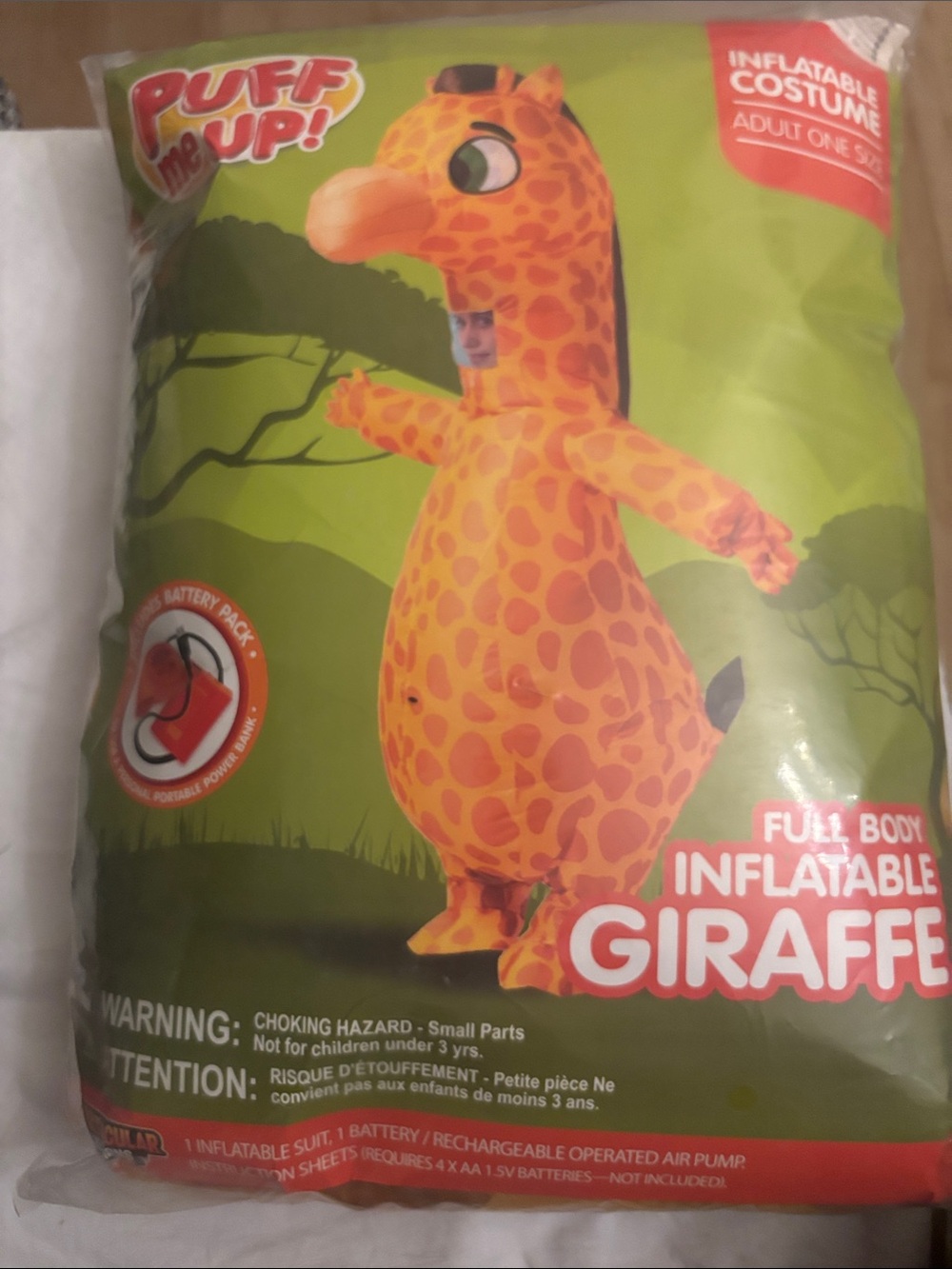Adult one size Inflatable Giraffe Costume - Bright Orange Puff Me Up